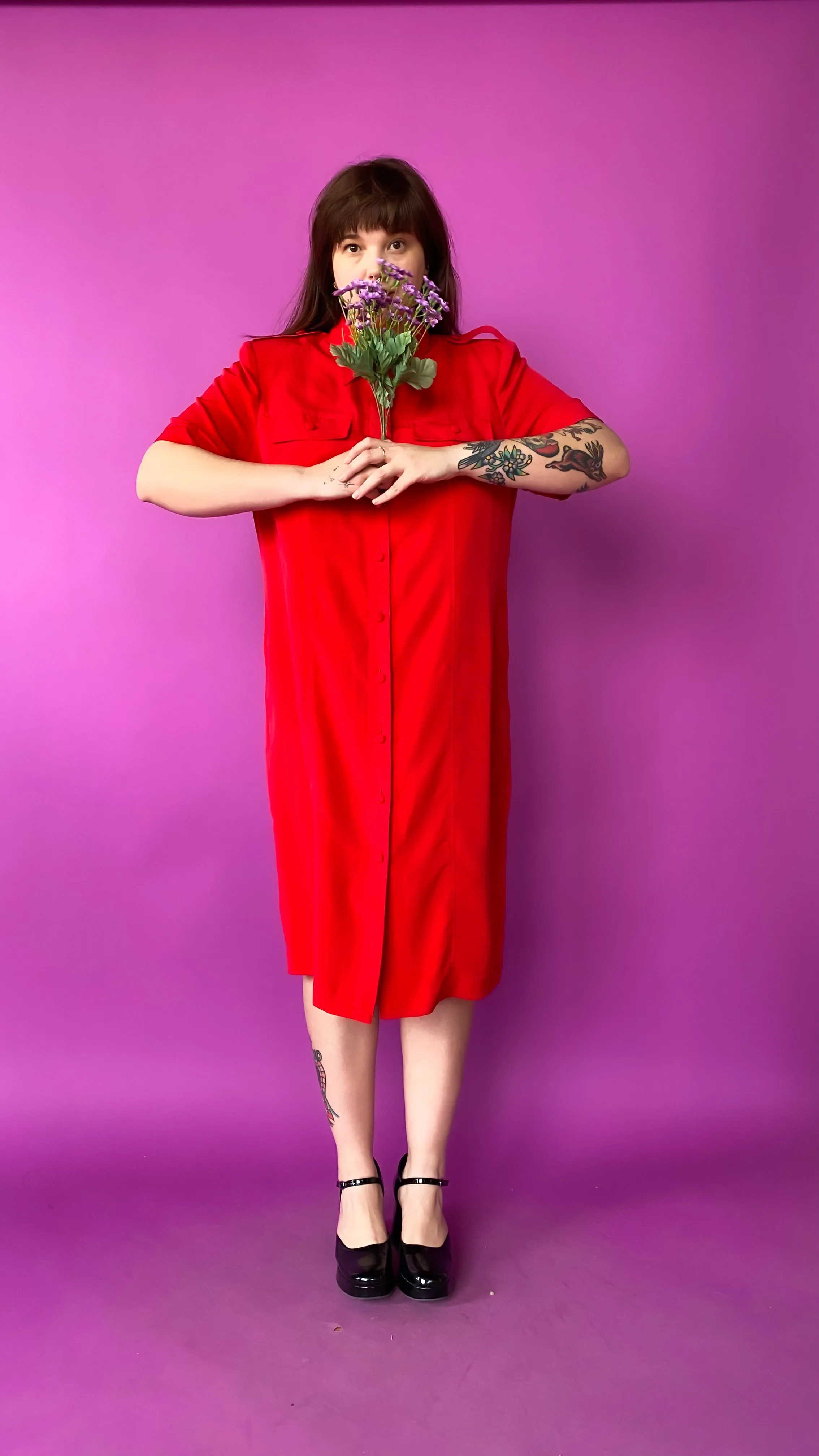 1990s Red Shirt Dress, sz. 3X