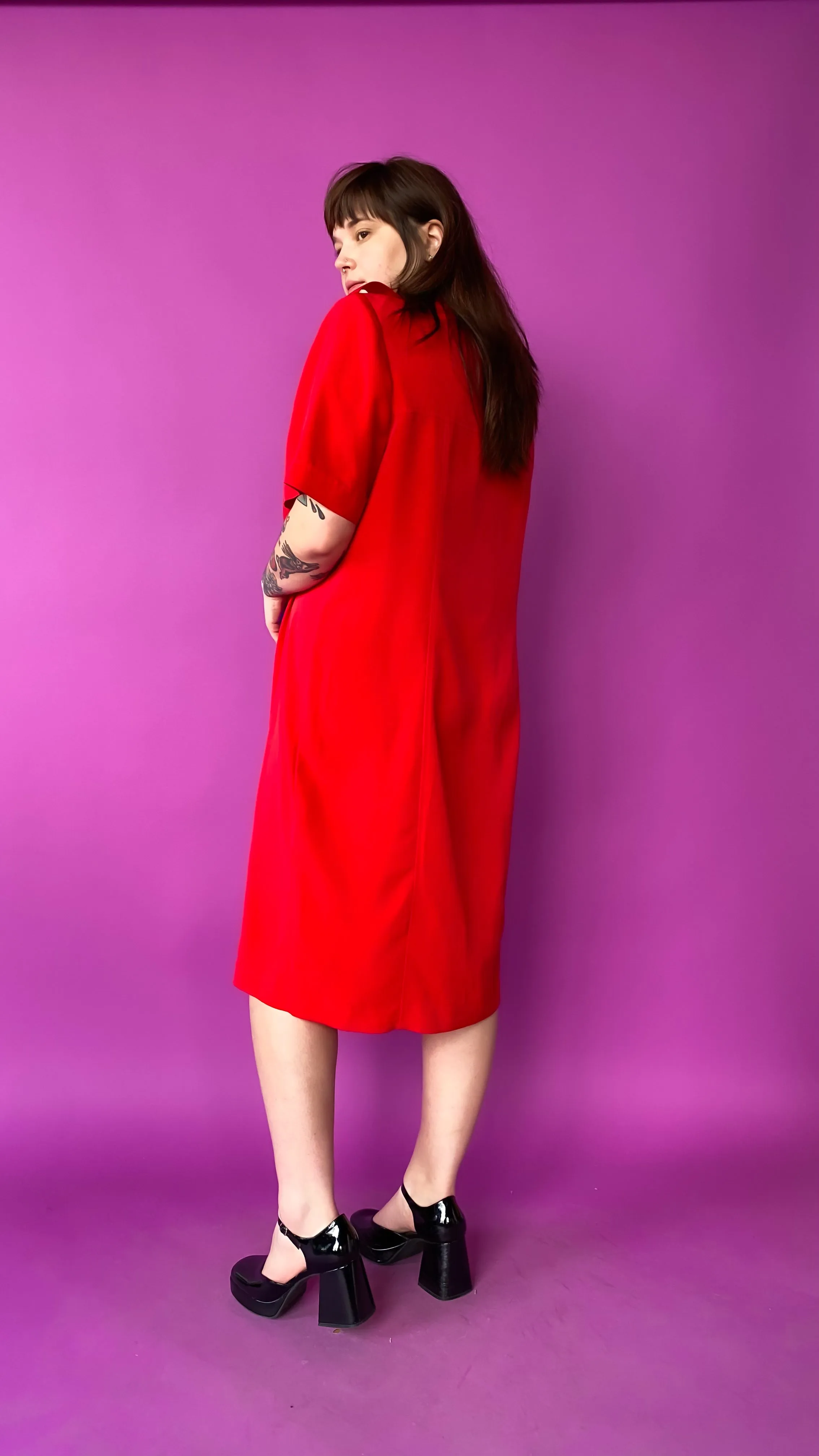 1990s Red Shirt Dress, sz. 3X