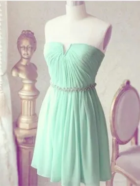 A Line Short Green Prom Dresses, Short Green Homecoming Dresses, Formal Dresses, Short Green Bridesmaid Dresses