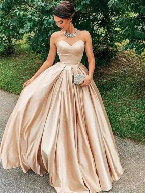 A-line Strapless Sleeveless Cheap Long Prom Dresses, Sweet 16 Prom Dresses, 12447