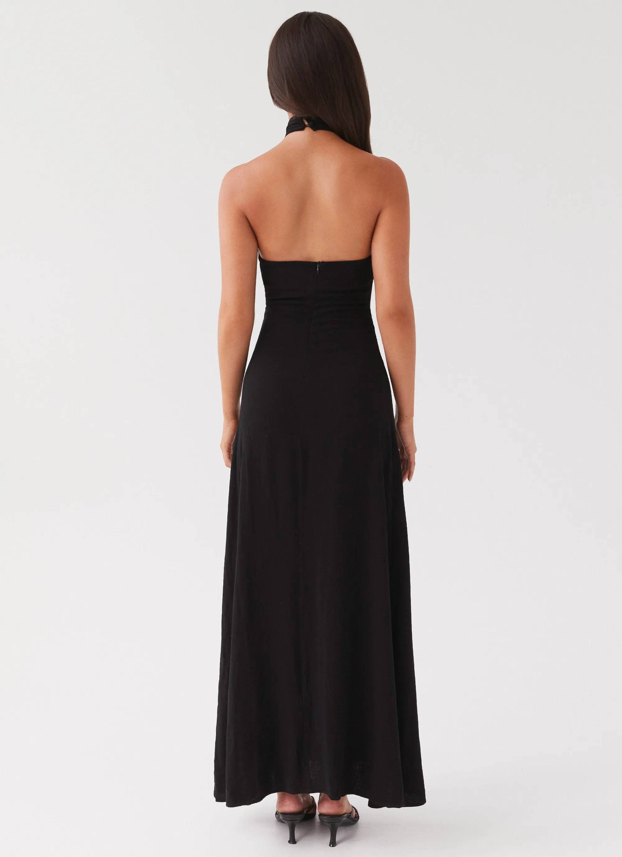 Adrienne Linen Maxi Dress - Black