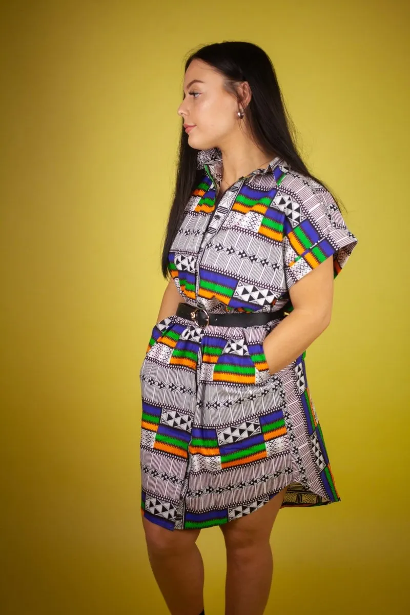 African Dress In White Kente