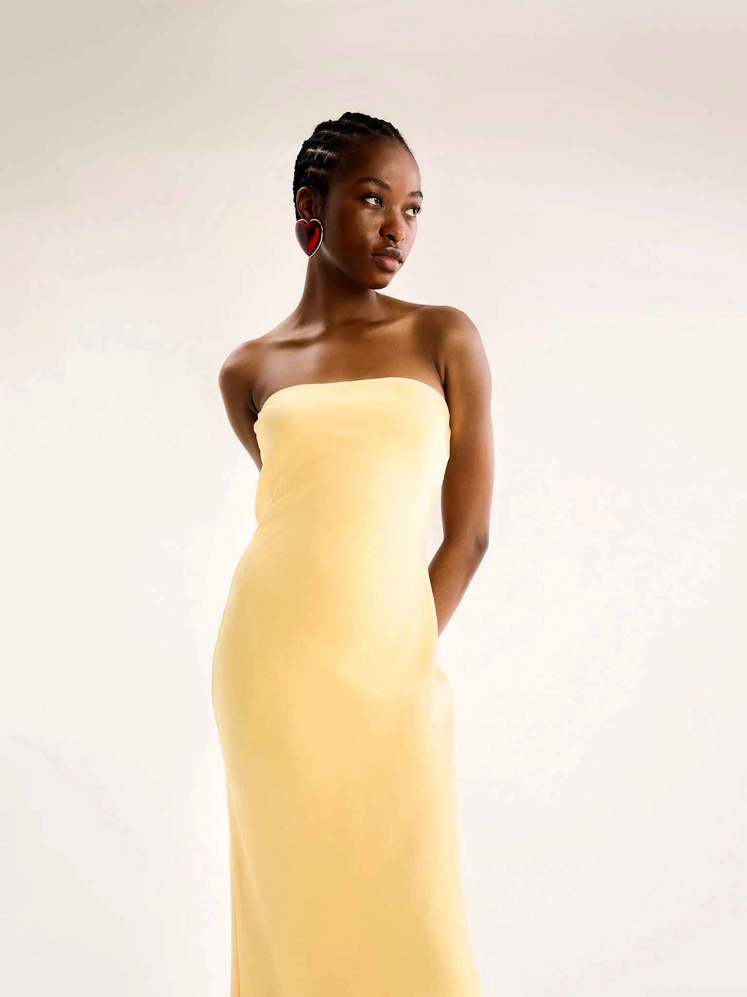 Amdra Strapless Dress in Yellow