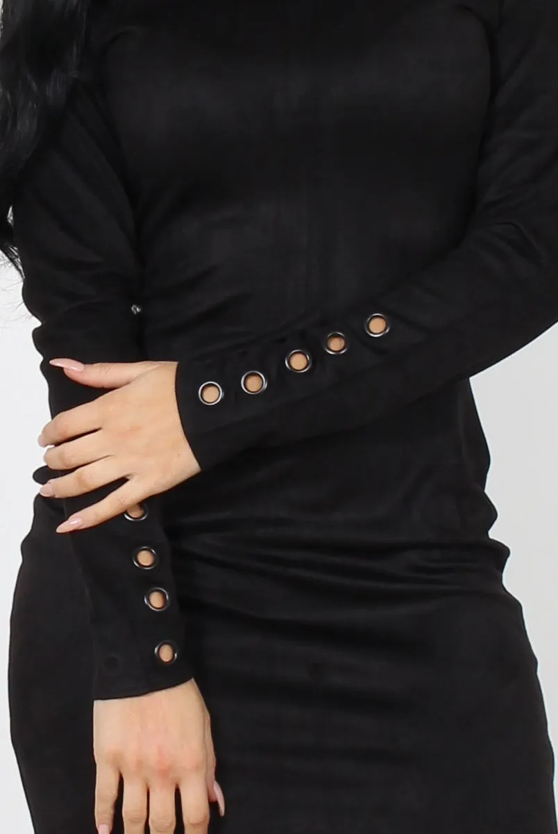 Ami Black Eyelet Detail Dress