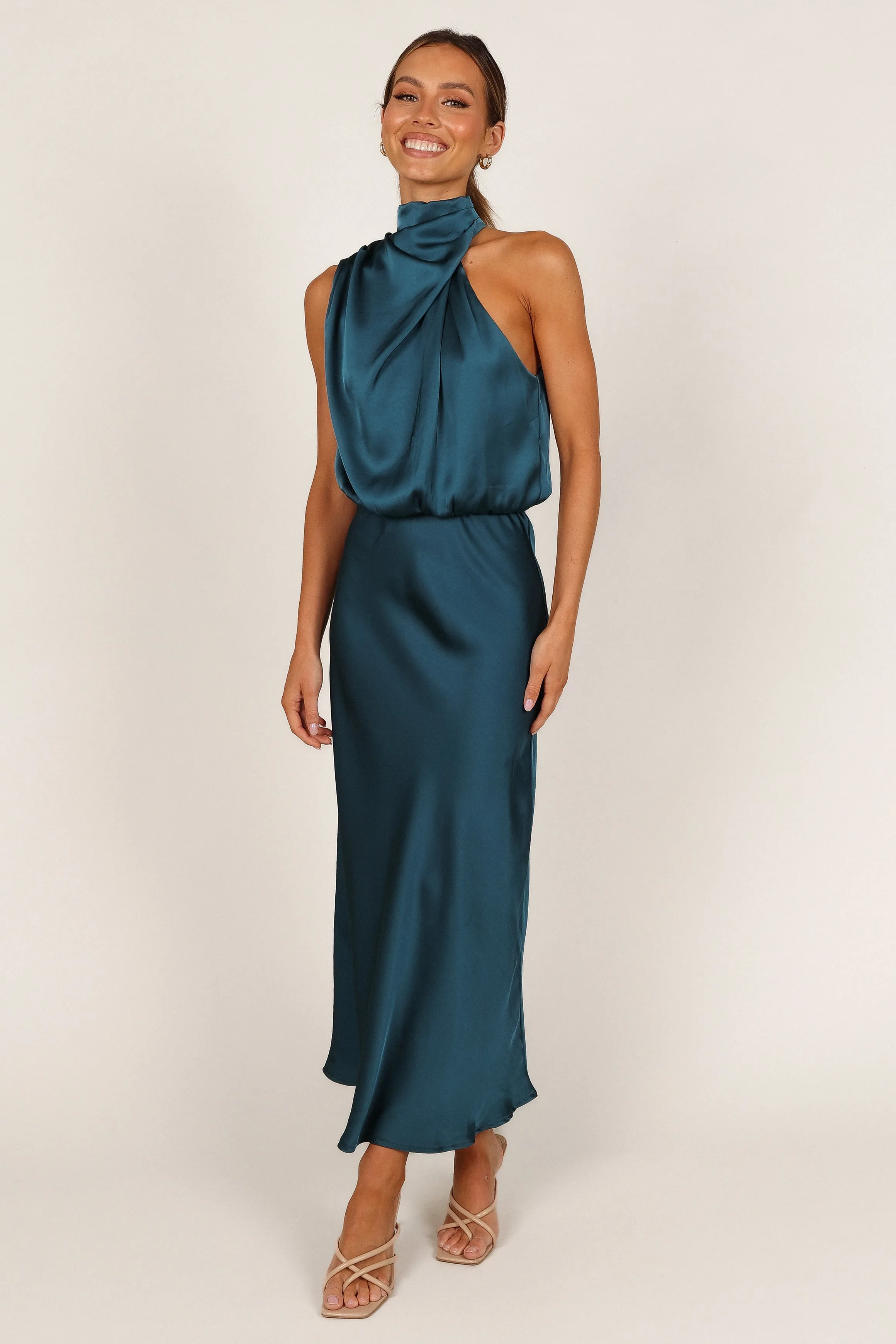 Anabelle Halter Neck Midi Dress - Teal