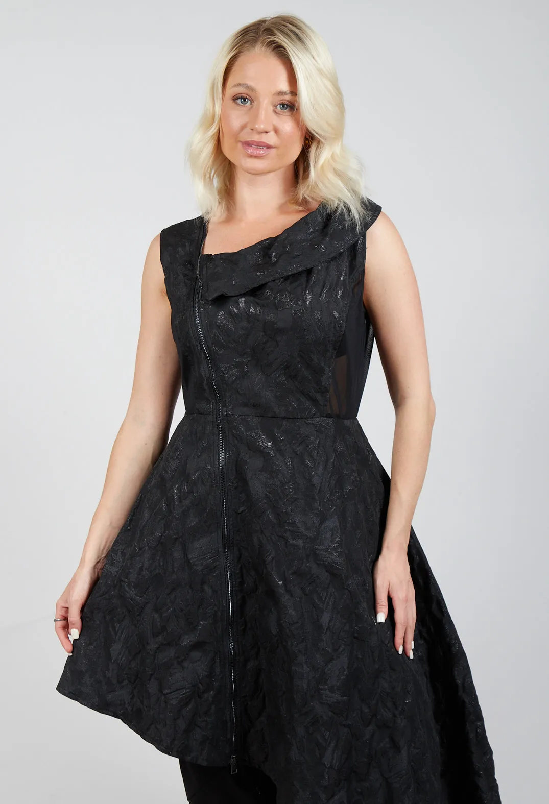 Asymmetrical Textured Dress in Black