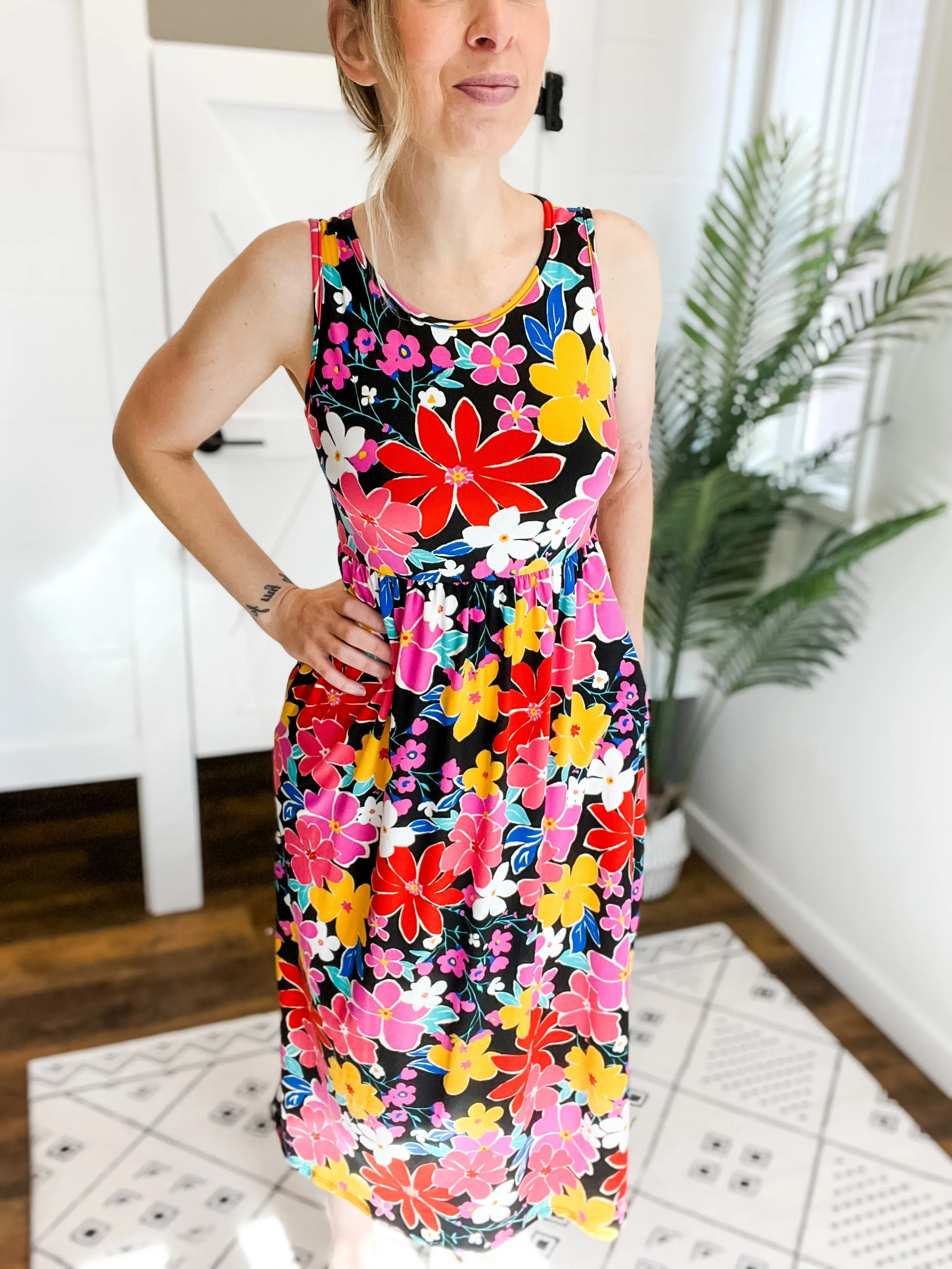 Beaches Floral Maxi Dress - Black