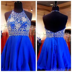 Beaded Royal Blue Homecoming Dresses,Short Prom Dresses, 2016 Cute Homecoming Dresses, Sweet 16 Dresses, Cocktail Dresses ,Graduation Dress,PD0004