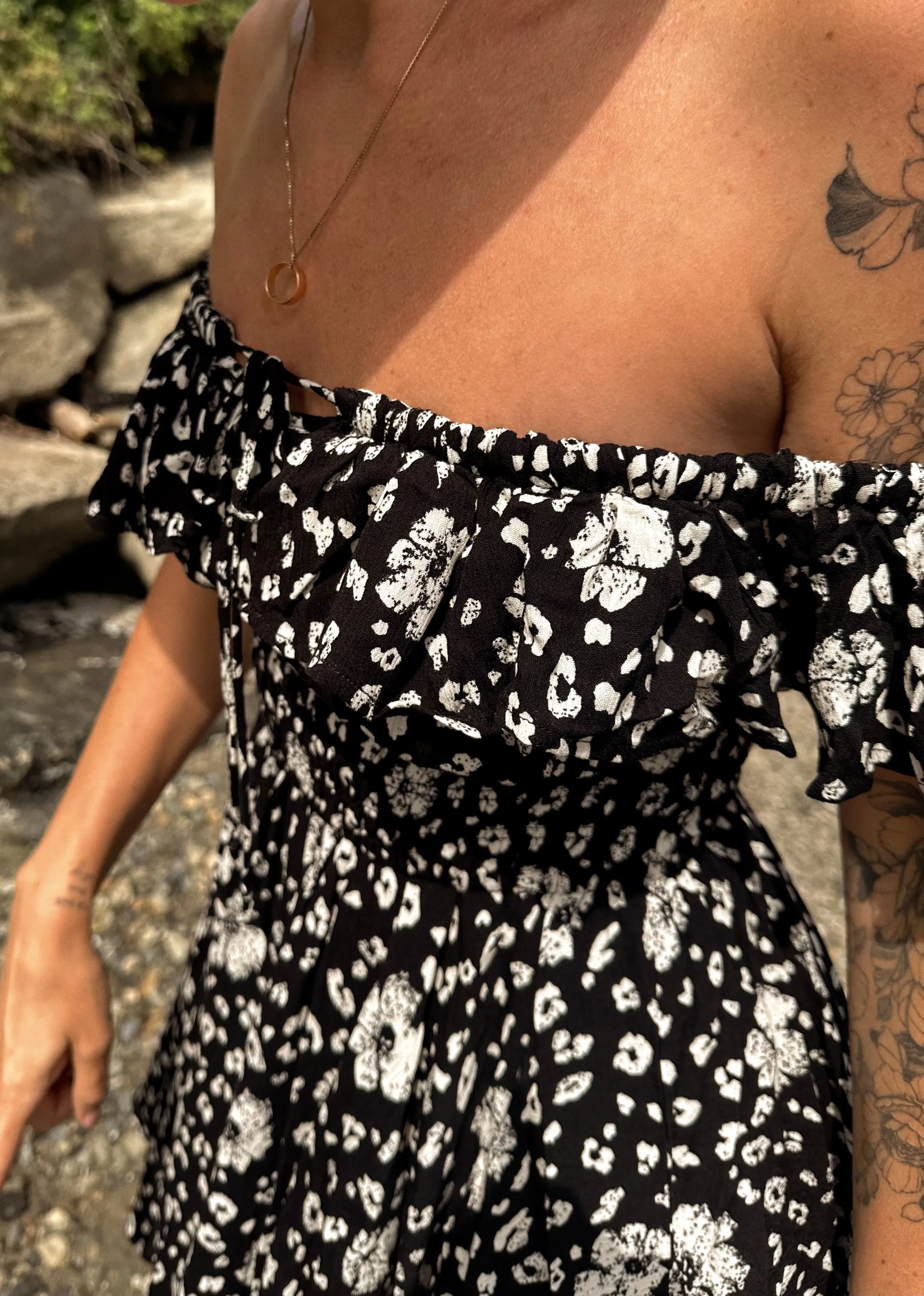 Beginnings Dress - Black Floral Print