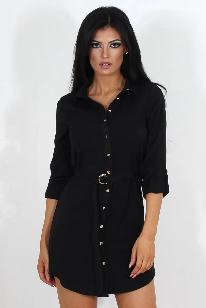 Bethan Black Shirt Dress