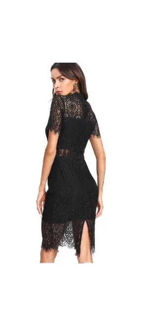 Black Lace Midi Dress | Black Dress