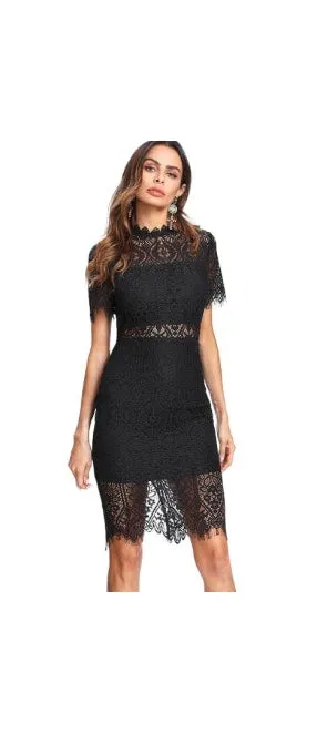 Black Lace Midi Dress | Black Dress