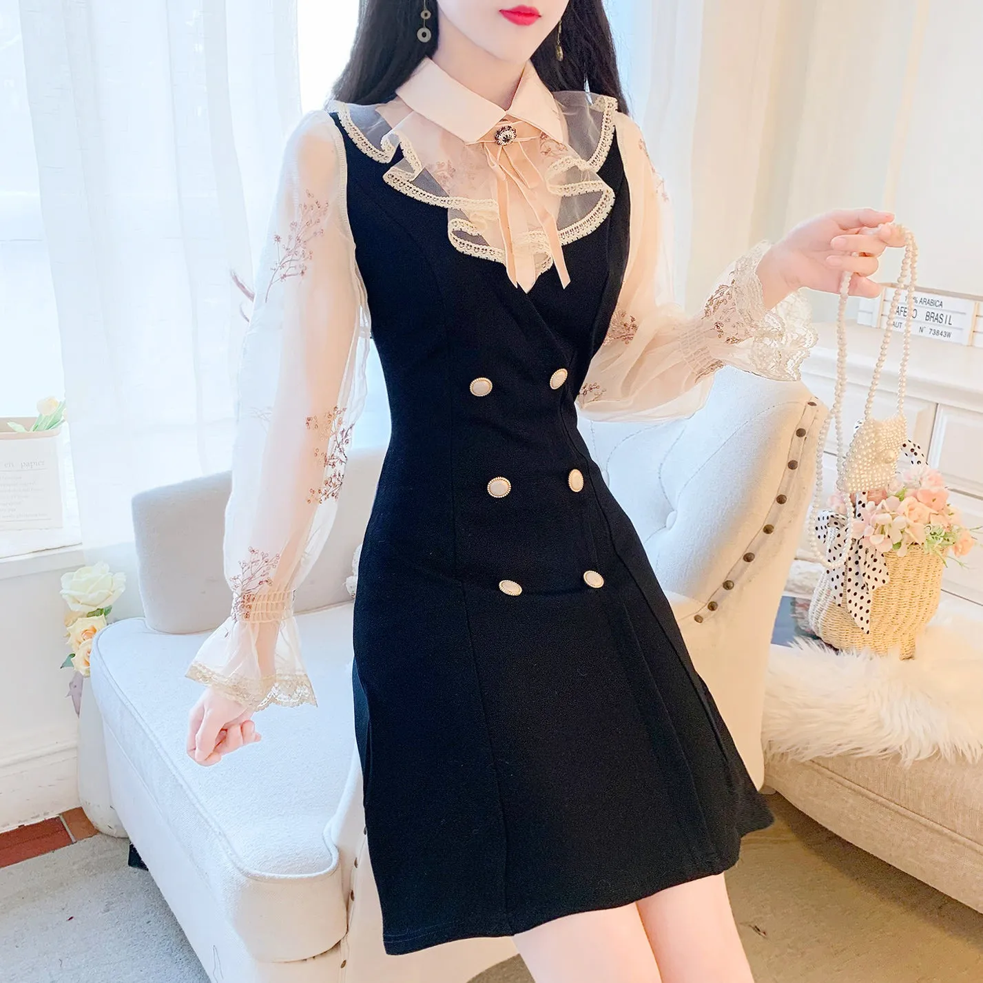 Black Long Sleeve Dress  KF81099