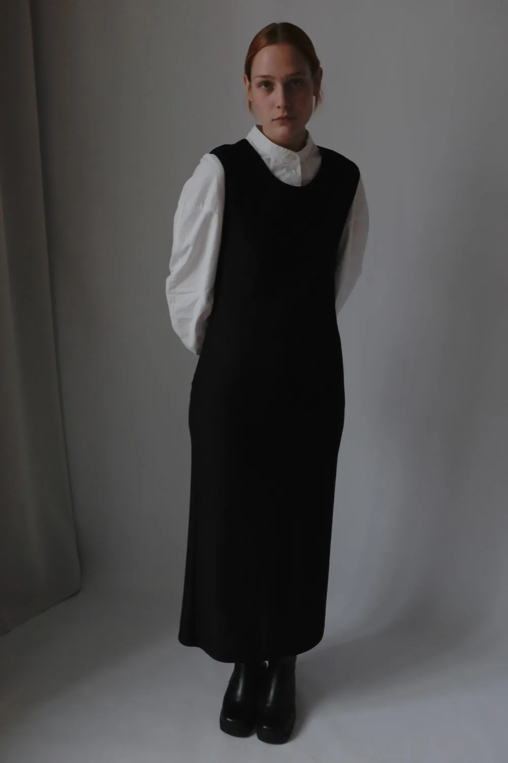 BLACK STRAIGHT MAXI VINTAGE DRESS