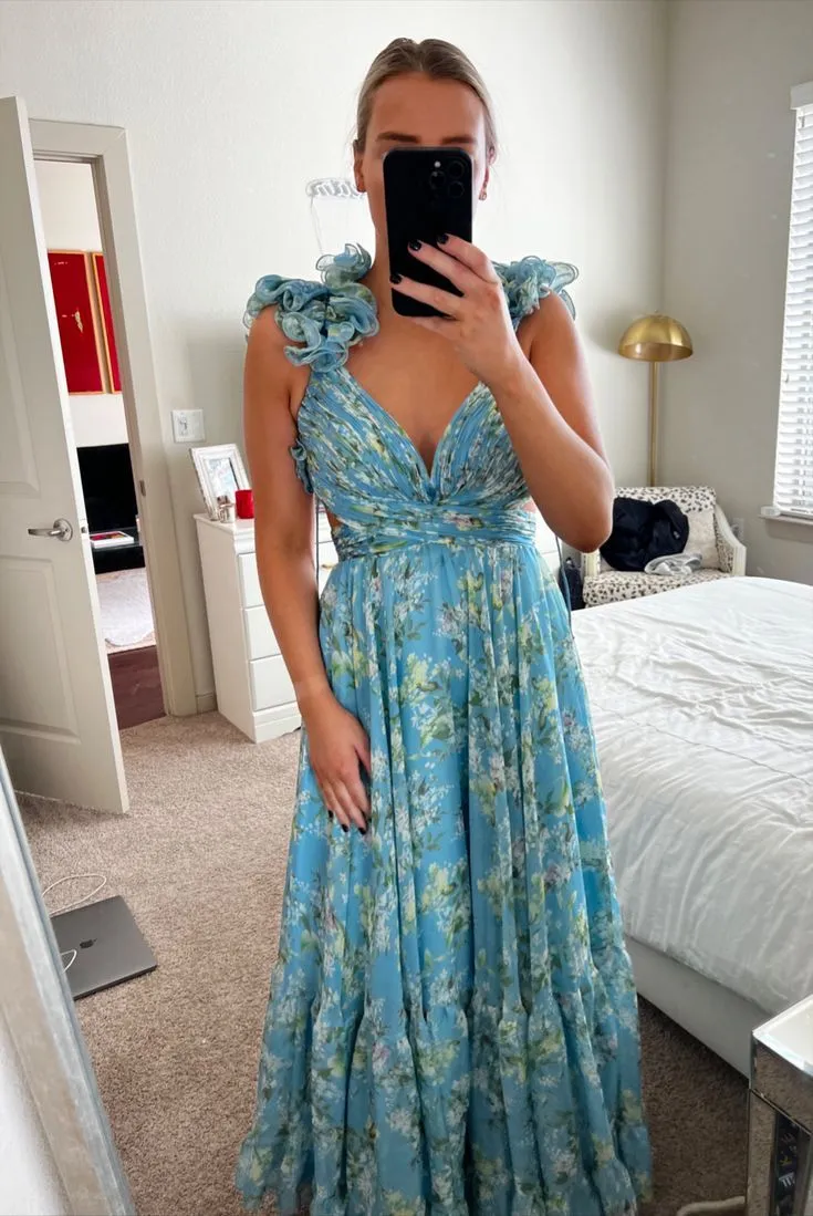 Bohemian Style Chiffon Floral Prom Dress Evening Dress Party Dress SH907