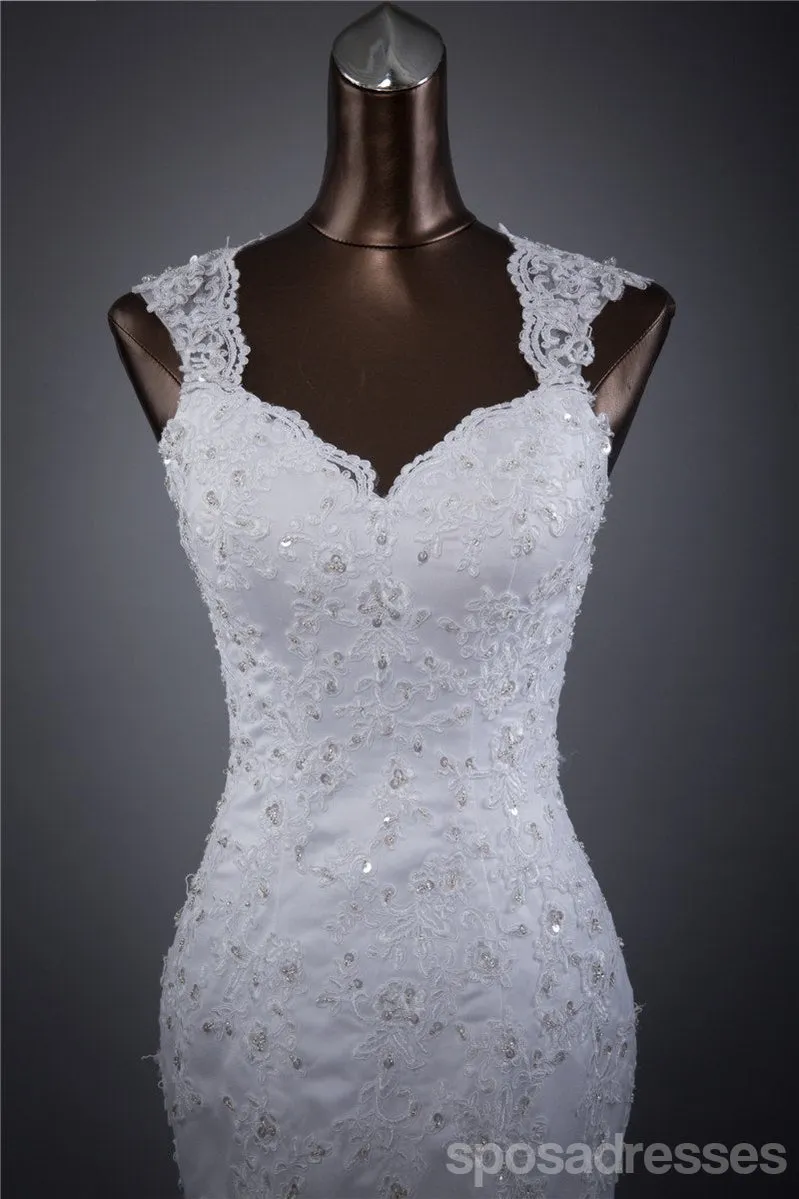 Cap Sleeve Lace Mermaid Wedding Bridal Dresses, Custom Made Wedding Dresses, Affordable Wedding Bridal Gowns, WD248