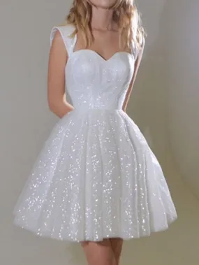 Charming White Sweetheart Short Prom Dress Elegant Homecoming Dress SH587