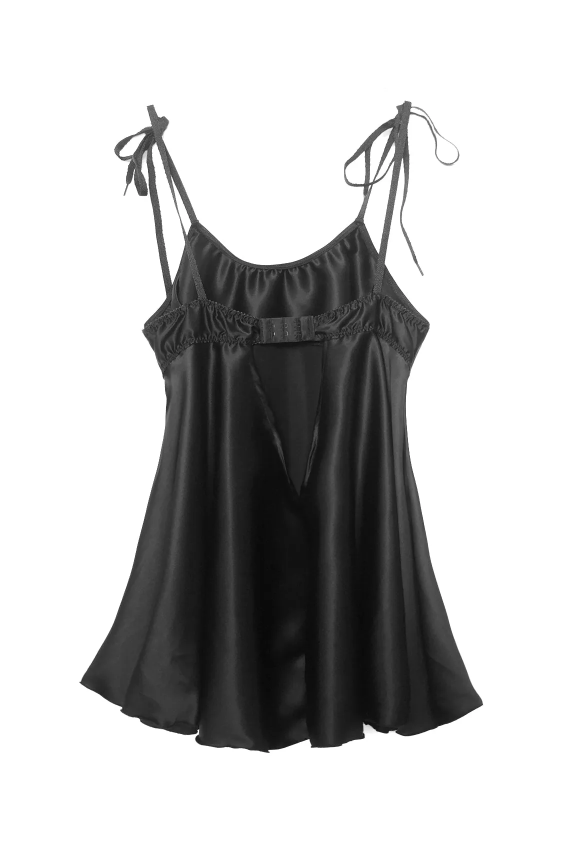 Contrarian Babydoll Slip Dress in Black Silk Charmeuse