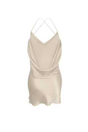 Dropper Silk Slip Dress - Limestone