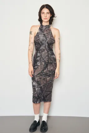 Forest Camo Halter Mesh Dress