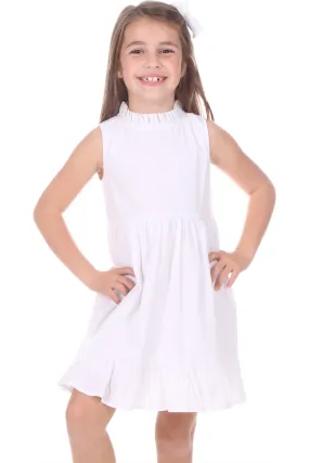 Girls White Seersucker Dress