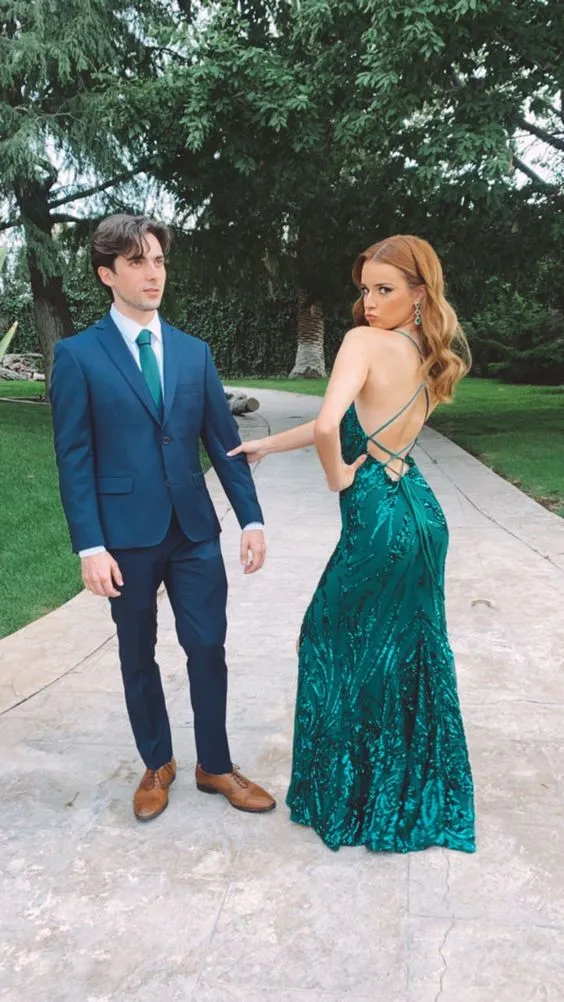 Green Slit Prom Dresses Long Evening Dresses SH762