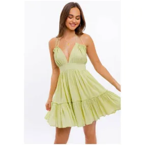 Halter Top Babydoll Tiered Mini Dress