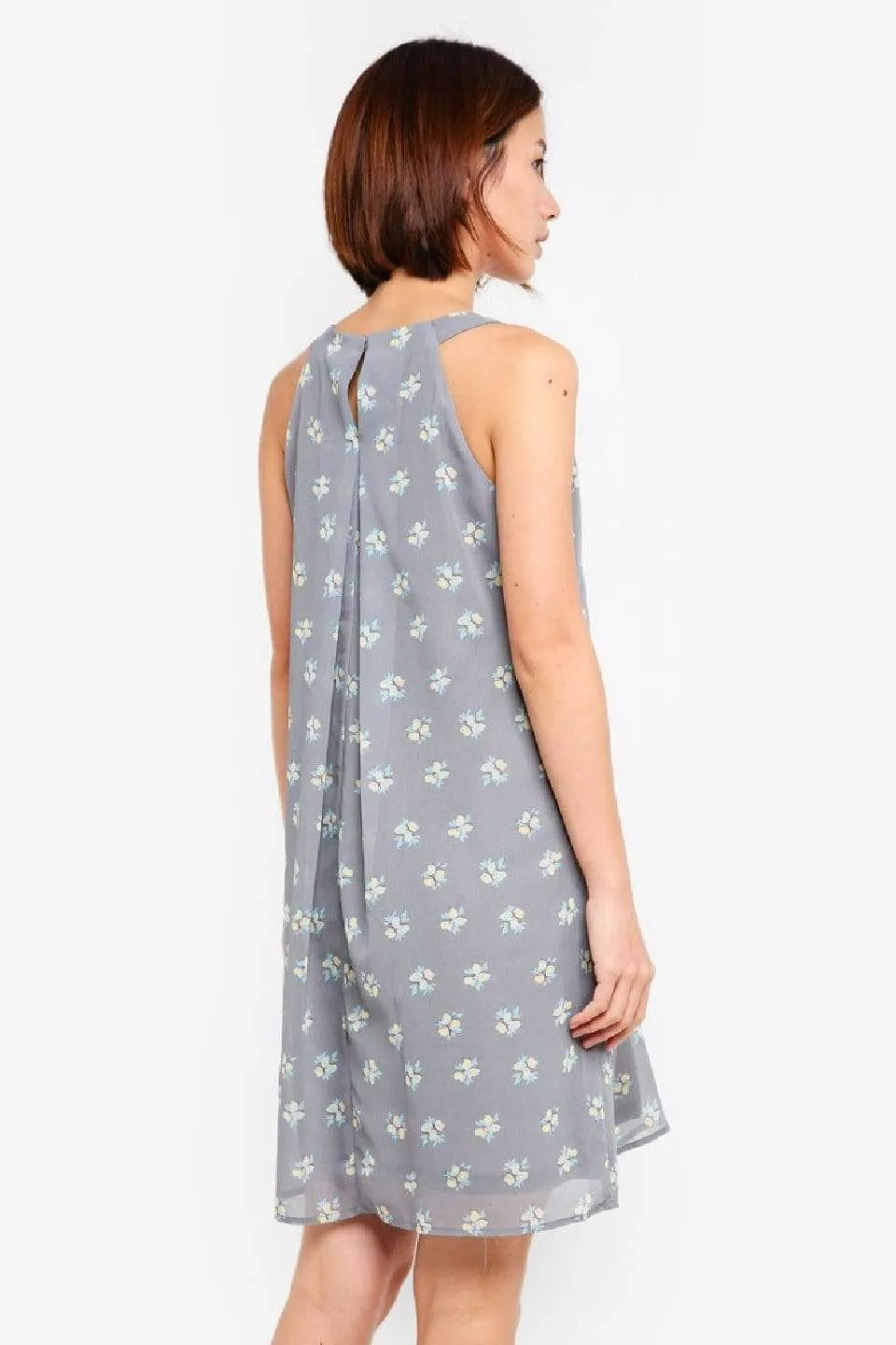 Halter Yvonne Nursing Dress Grey Floral