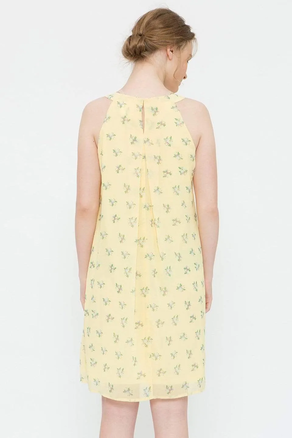 Halter Yvonne Nursing Dress Yellow Floral