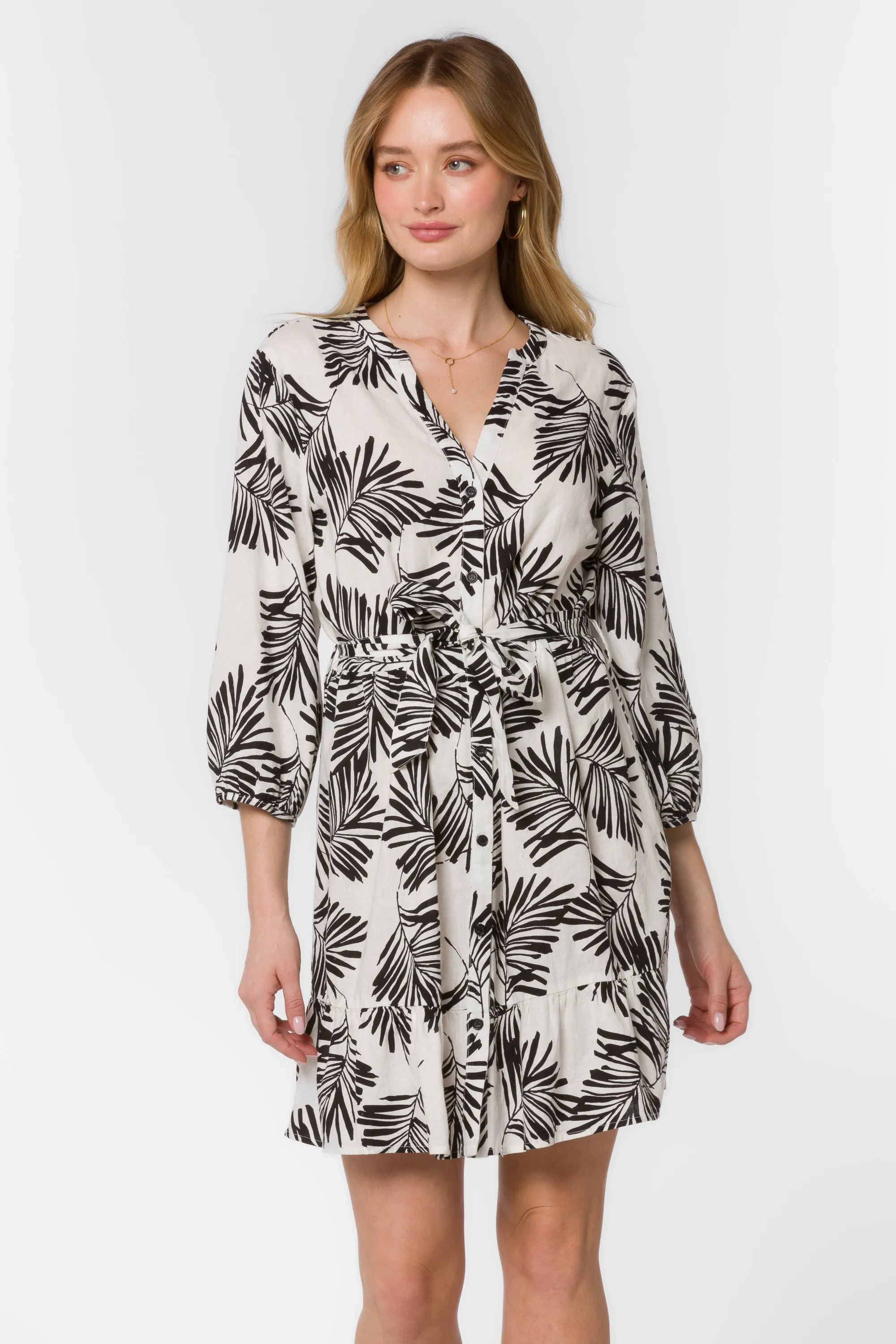 Hamilton Black Palm Leaf Dress