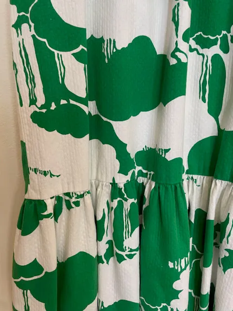 Handsewn, Green and White Ruffled Dress