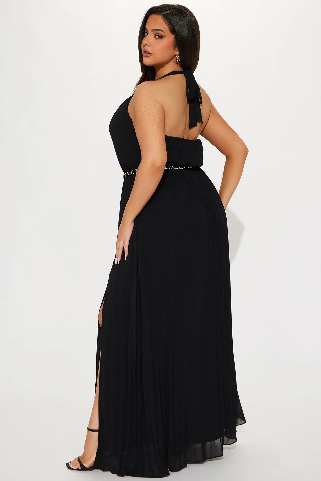 Hanna Pleated Maxi Dress - Black