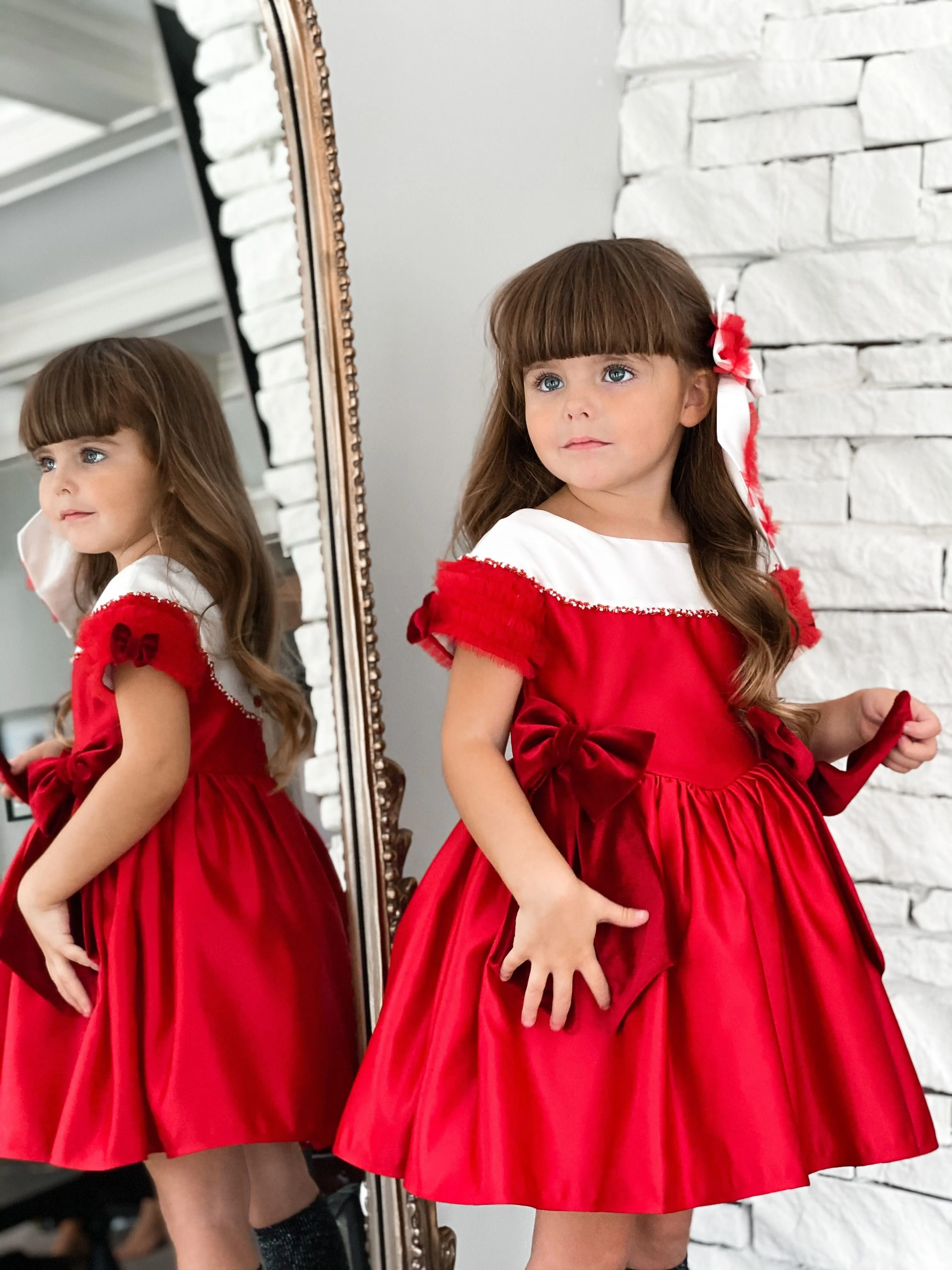 Holly Red Amad Satin Ceremony Dress