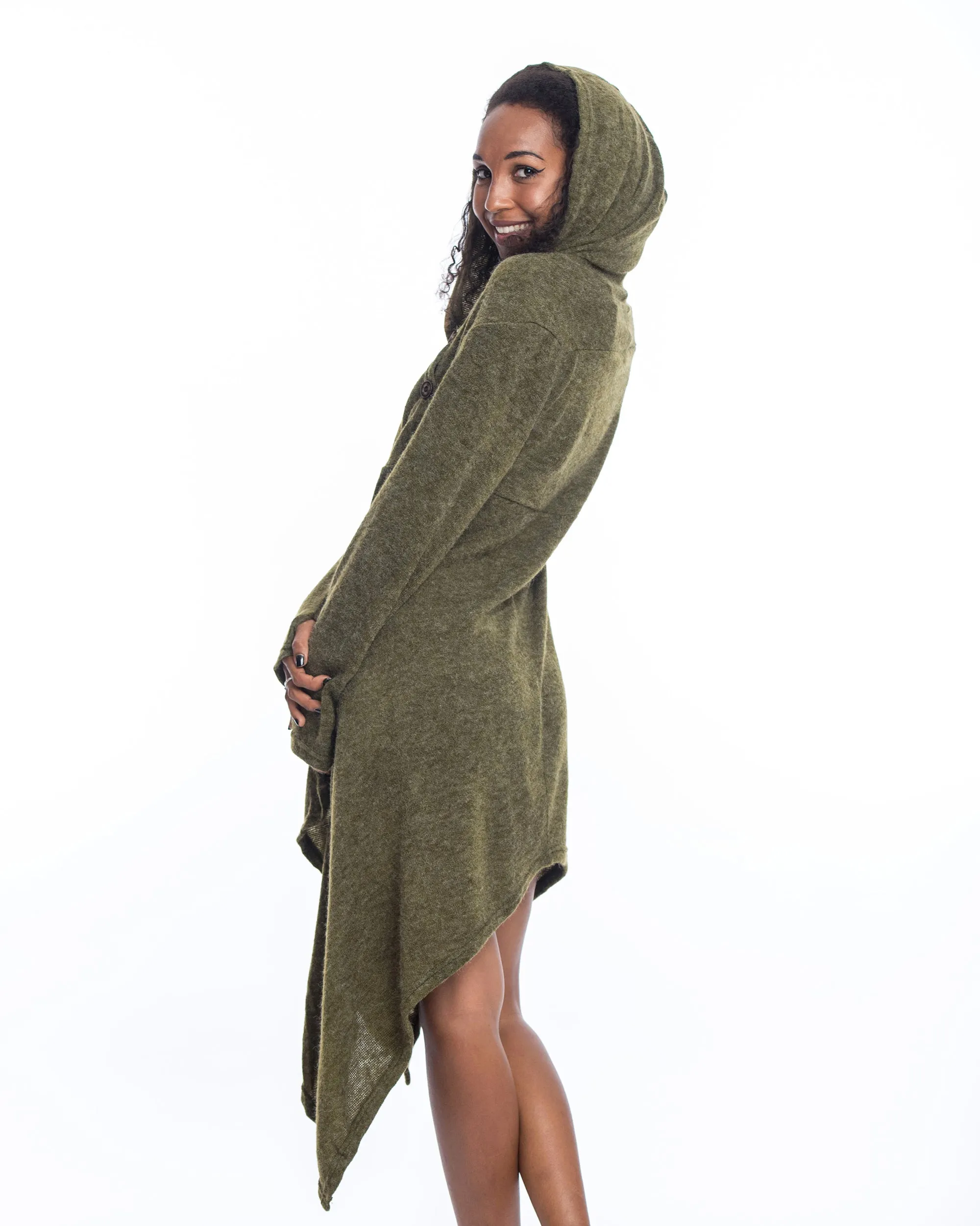 Hooded Pixie Sweater Dress in Green