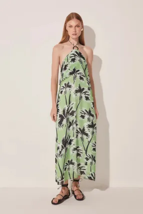 Ikat Coconut Trees Halter Top Midi Dress - S - E4619A1636