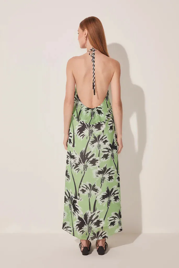 Ikat Coconut Trees Halter Top Midi Dress - S - E4619A1636