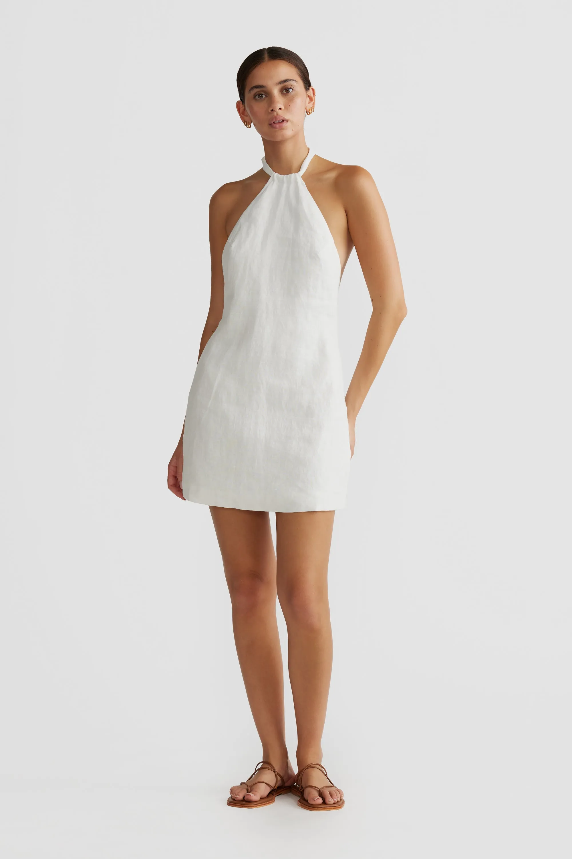 Kaia Halter Mini Dress White