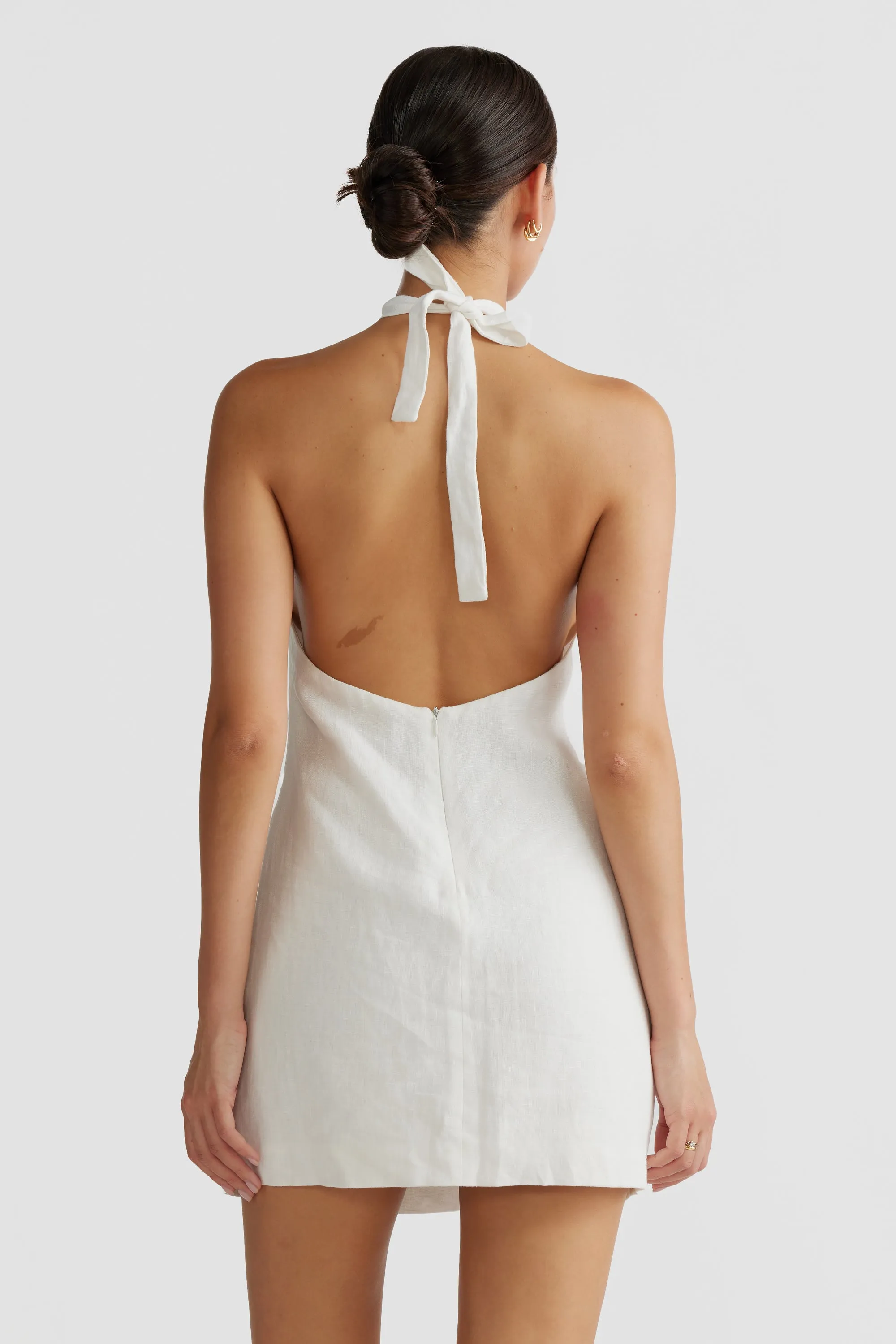 Kaia Halter Mini Dress White