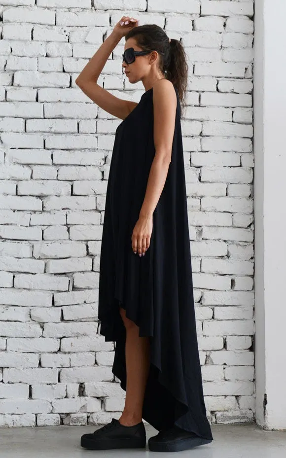 Long Asymmetric Black Dress