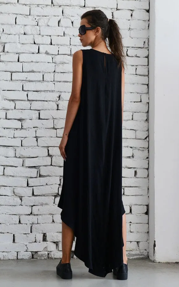 Long Asymmetric Black Dress