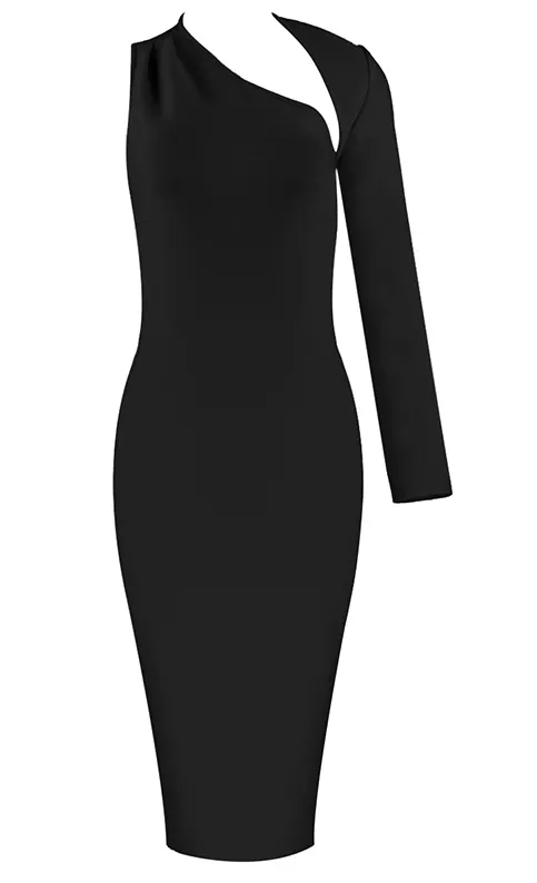 LORENA Asymmetrical Black Bandage Dress