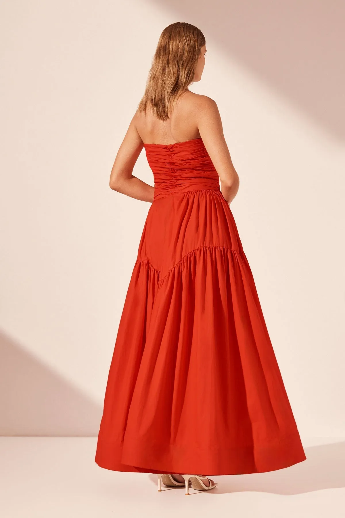 MAIORI CONTOUR RUCHED MAXI DRESS - SAILOR RED