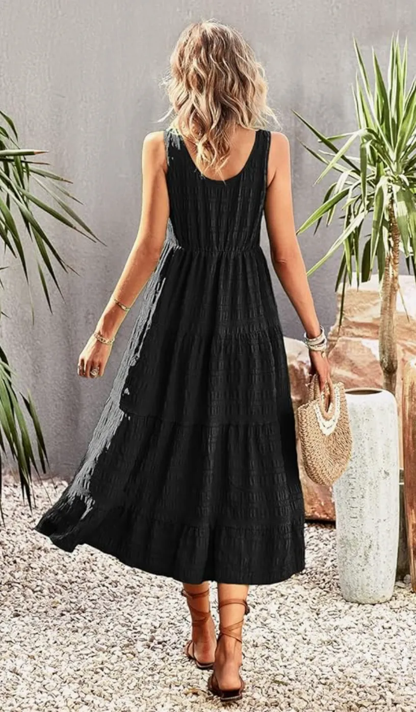 Mandy Tiered Button Dress | Black