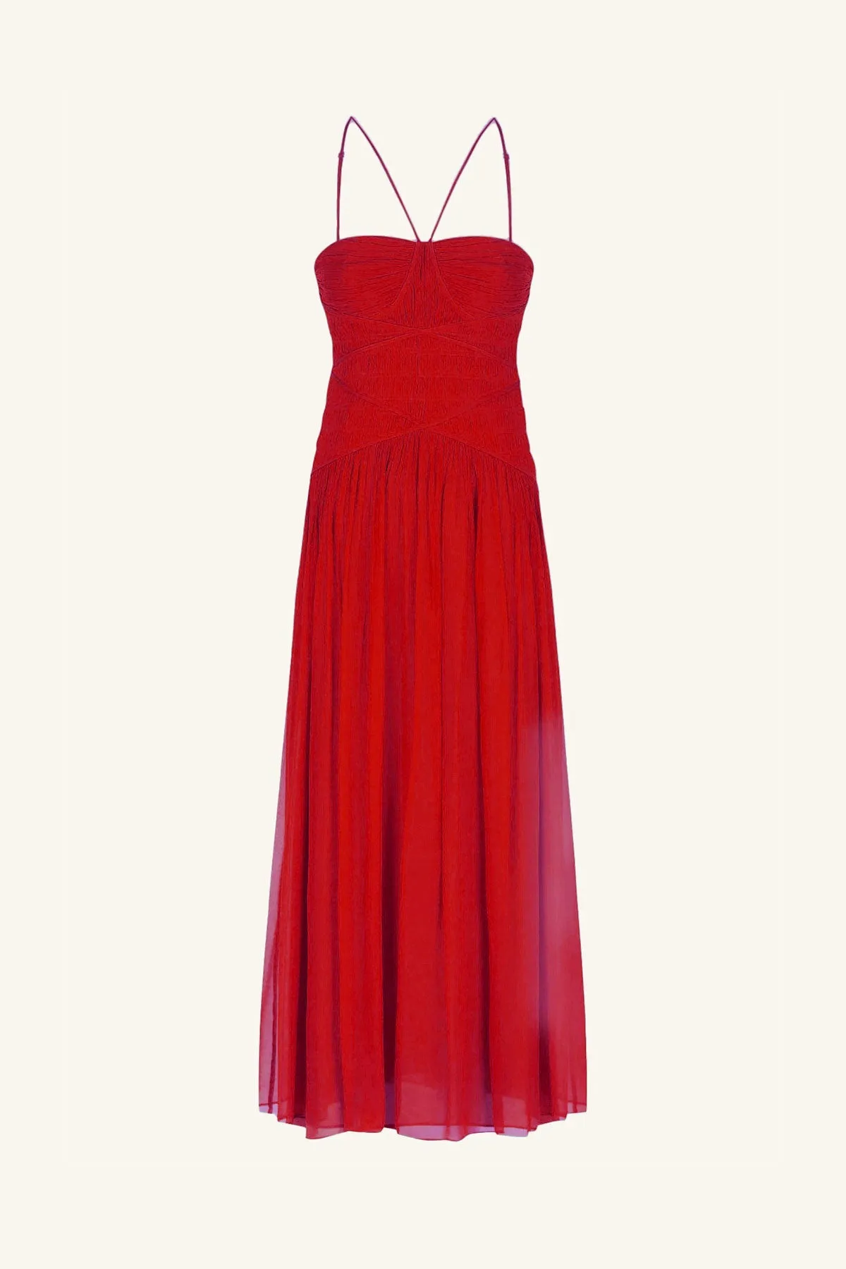 MARGOT RUCHED BODICE MIDI DRESS - SAILOR RED