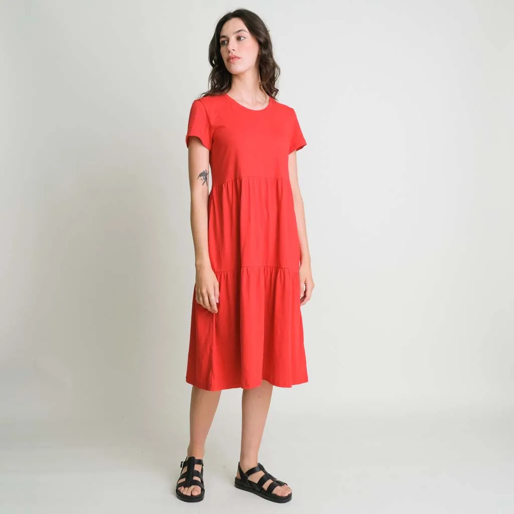 Maya Organic Cotton Jersey Dress | Red