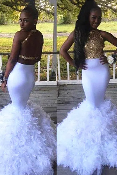 MERMAID HALTER SLEEVELESS APPLIQUES FLOOR-LENGTH PROM DRESS SA71