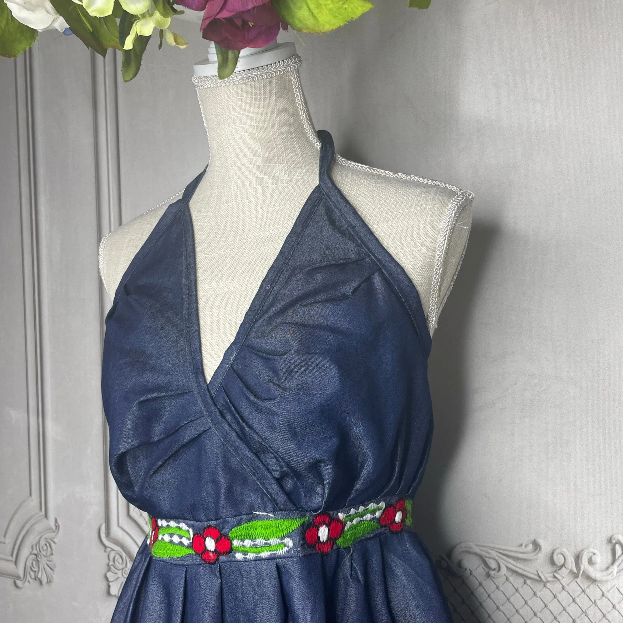 Mexican Denim Halter Dress - Zinnia