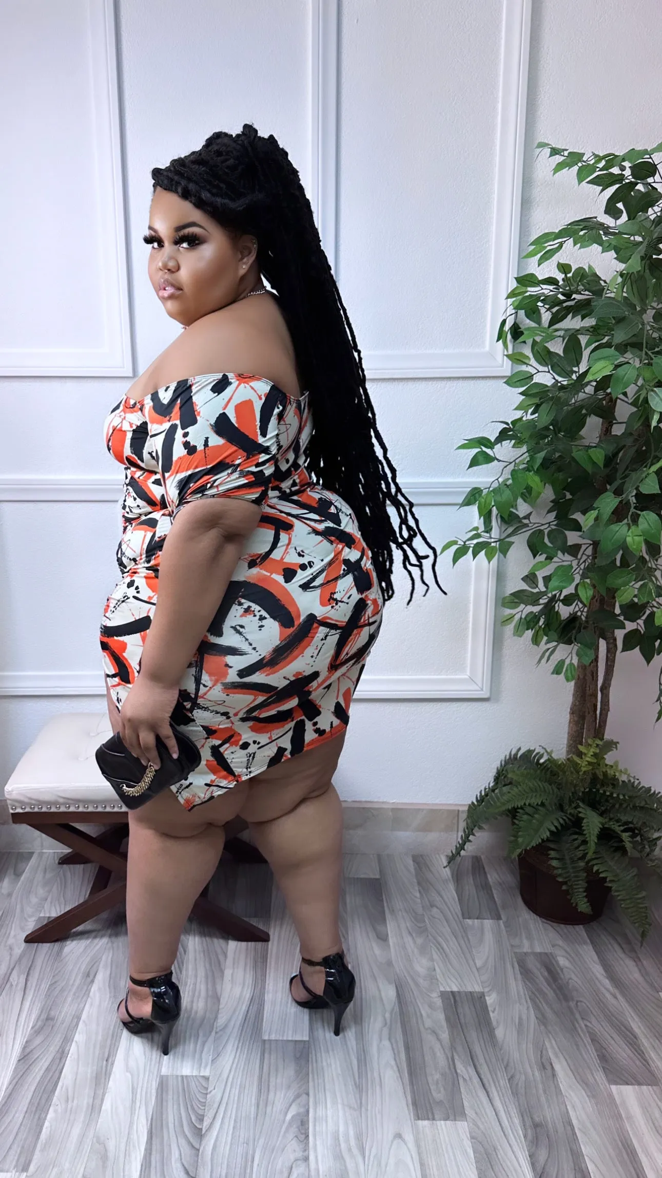 Orange & Black Sade   Size Dress