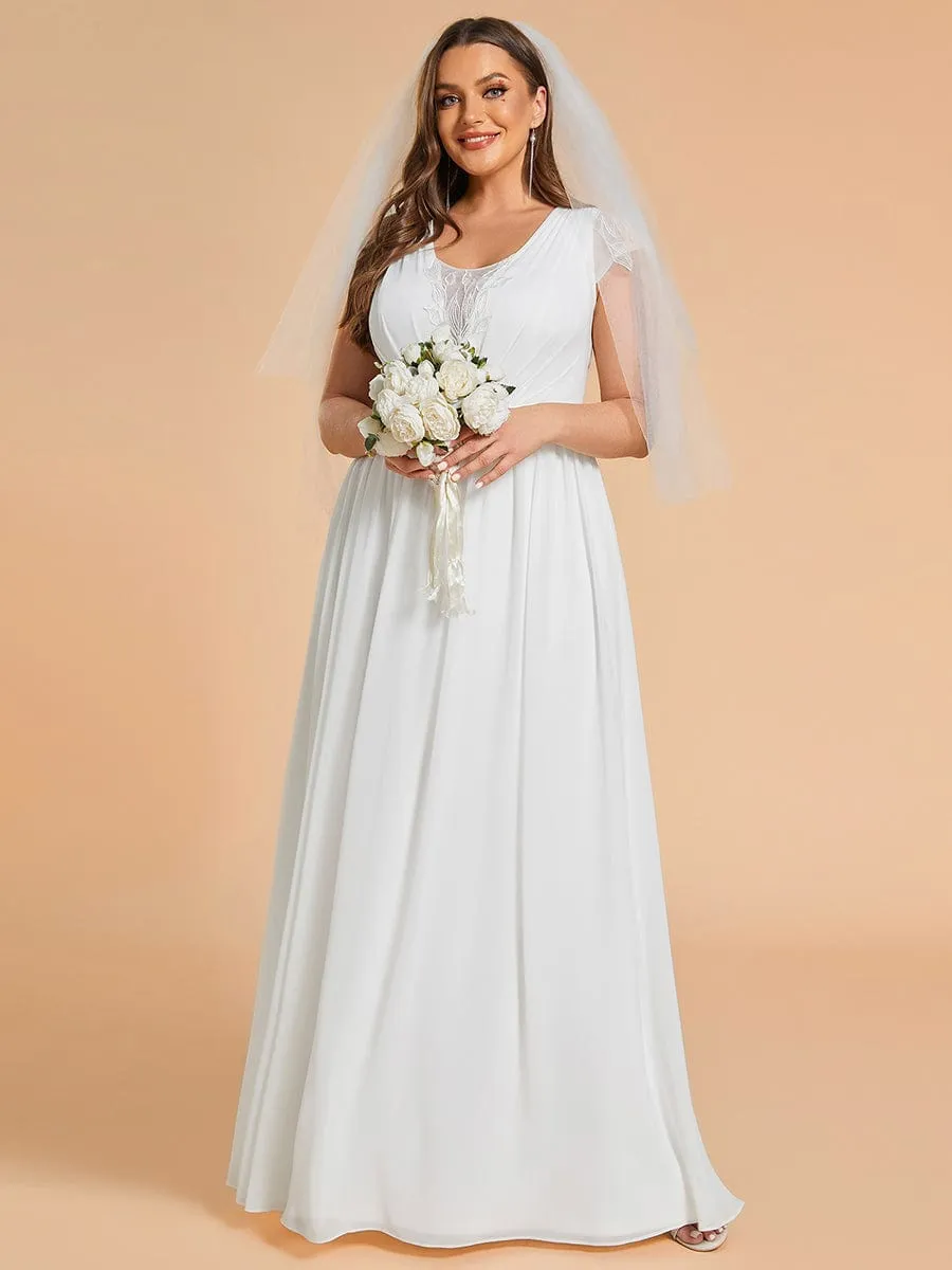 Plus Size Sleeveless V-Neck Chiffon Wedding Dresses