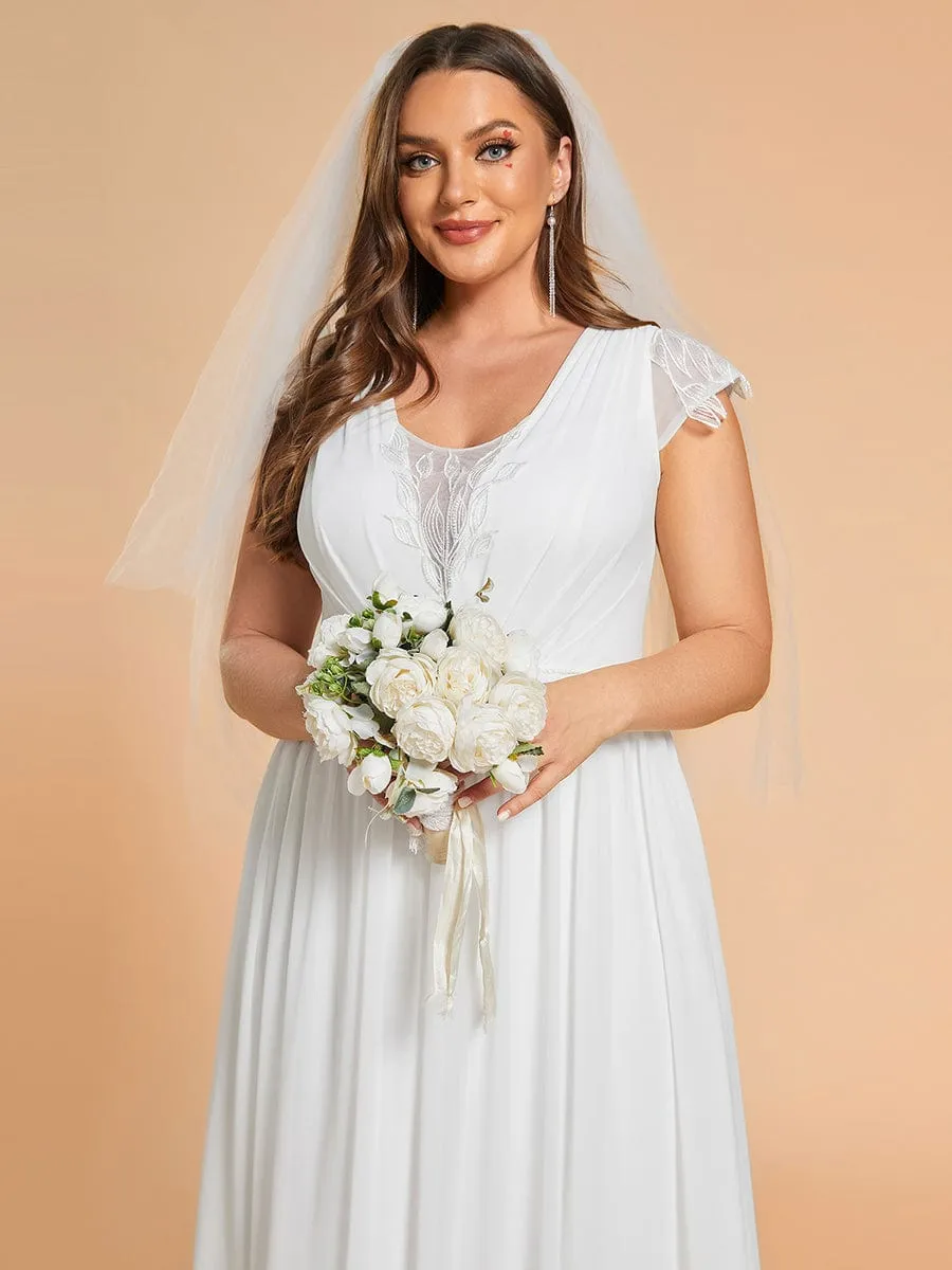 Plus Size Sleeveless V-Neck Chiffon Wedding Dresses